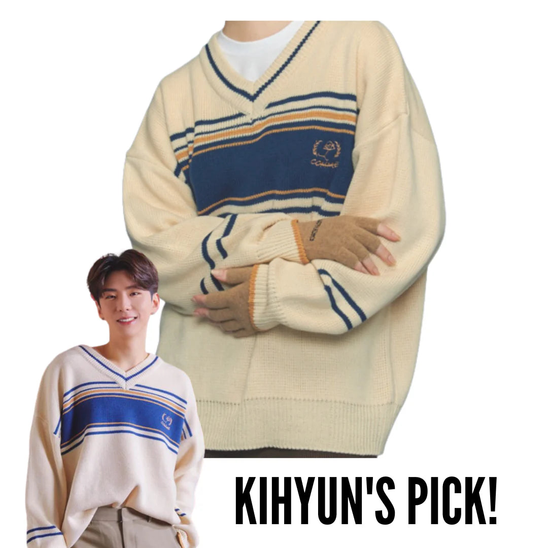 MONSTA X KIHYUN PICK - CPGN COMME V NECK SWEATER CREAM