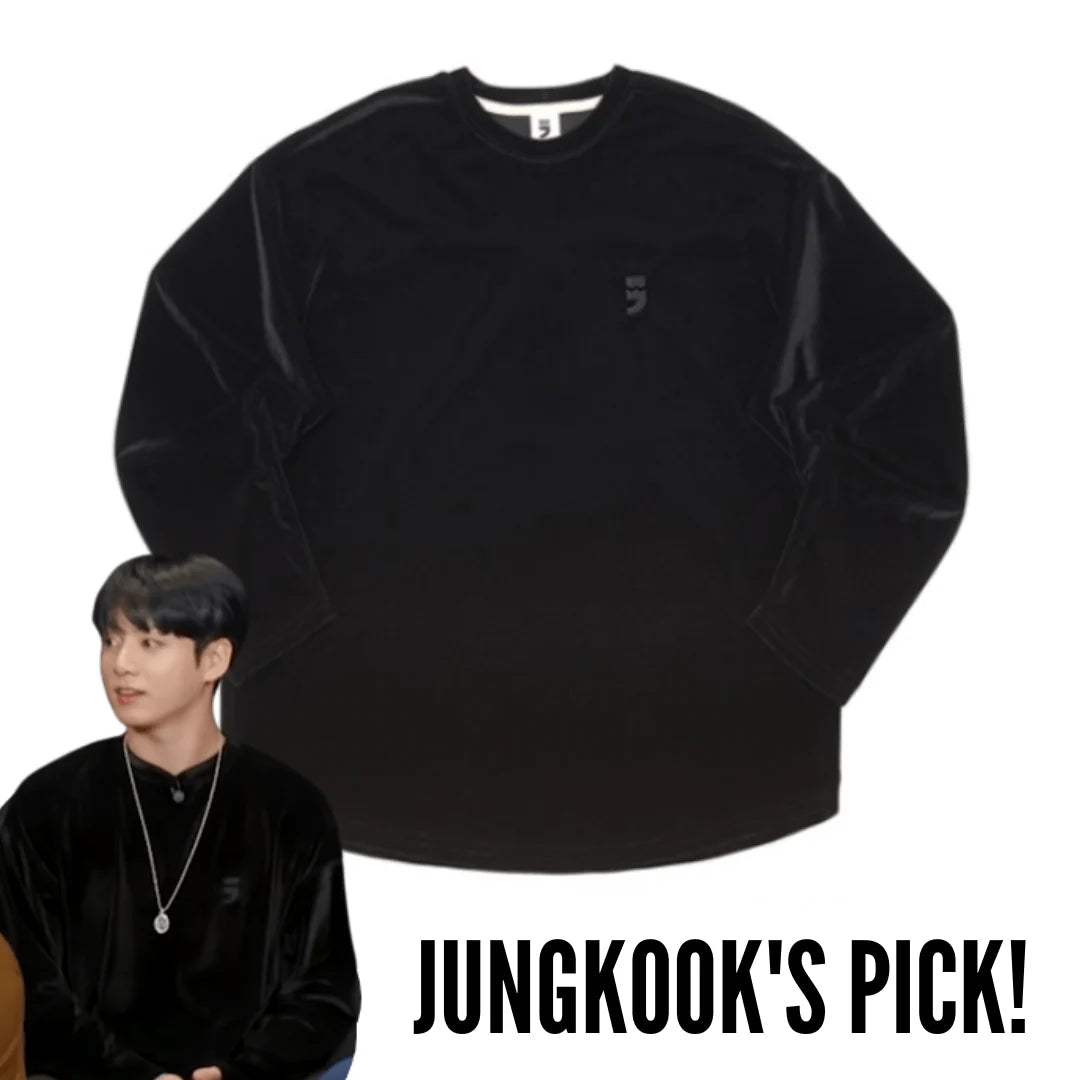 BTS JUNGKOOK PICK - A NOTHING DROP-SHOULDER VELVET TEE BLACK