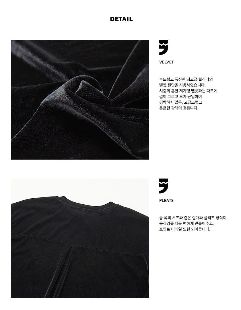 BTS JUNGKOOK PICK - A NOTHING DROP-SHOULDER VELVET TEE BLACK