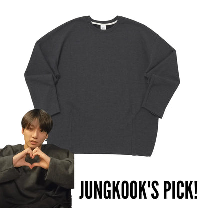 BTS JUNGKOOK PICK - A NOTHING HEAVY TERRY BALLOON SWEAT BOX TEE CHARCOAL