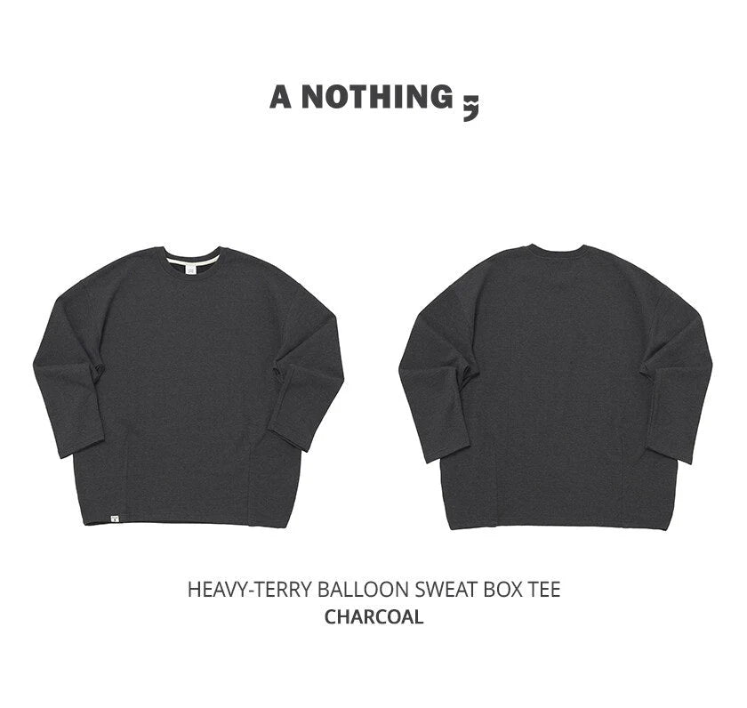 BTS JUNGKOOK PICK - A NOTHING HEAVY TERRY BALLOON SWEAT BOX TEE CHARCOAL