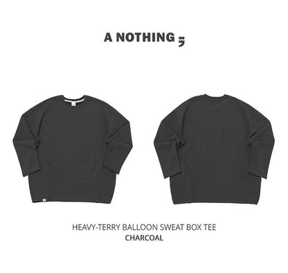 BTS JUNGKOOK PICK - A NOTHING HEAVY TERRY BALLOON SWEAT BOX TEE CHARCOAL