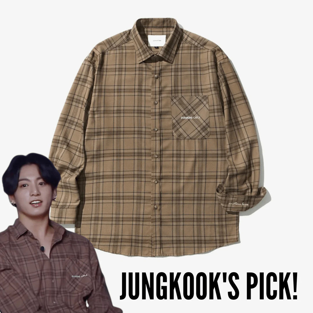 LAYLA ENDLESS LOVE FLUFF MOOD CHECK SHIRT S24 BROWN - JUNGKOOKS PICK